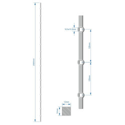 Tyč 2m opieskovaná, profil 12mm, rozteč 120mm, oko 12,5mm Tyč 2m opieskovaná, profil 12mm, rozteč 120mm, oko 12,5mm